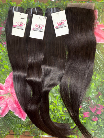 Raw Straight Burmese Hair and 4x4 HD Closure