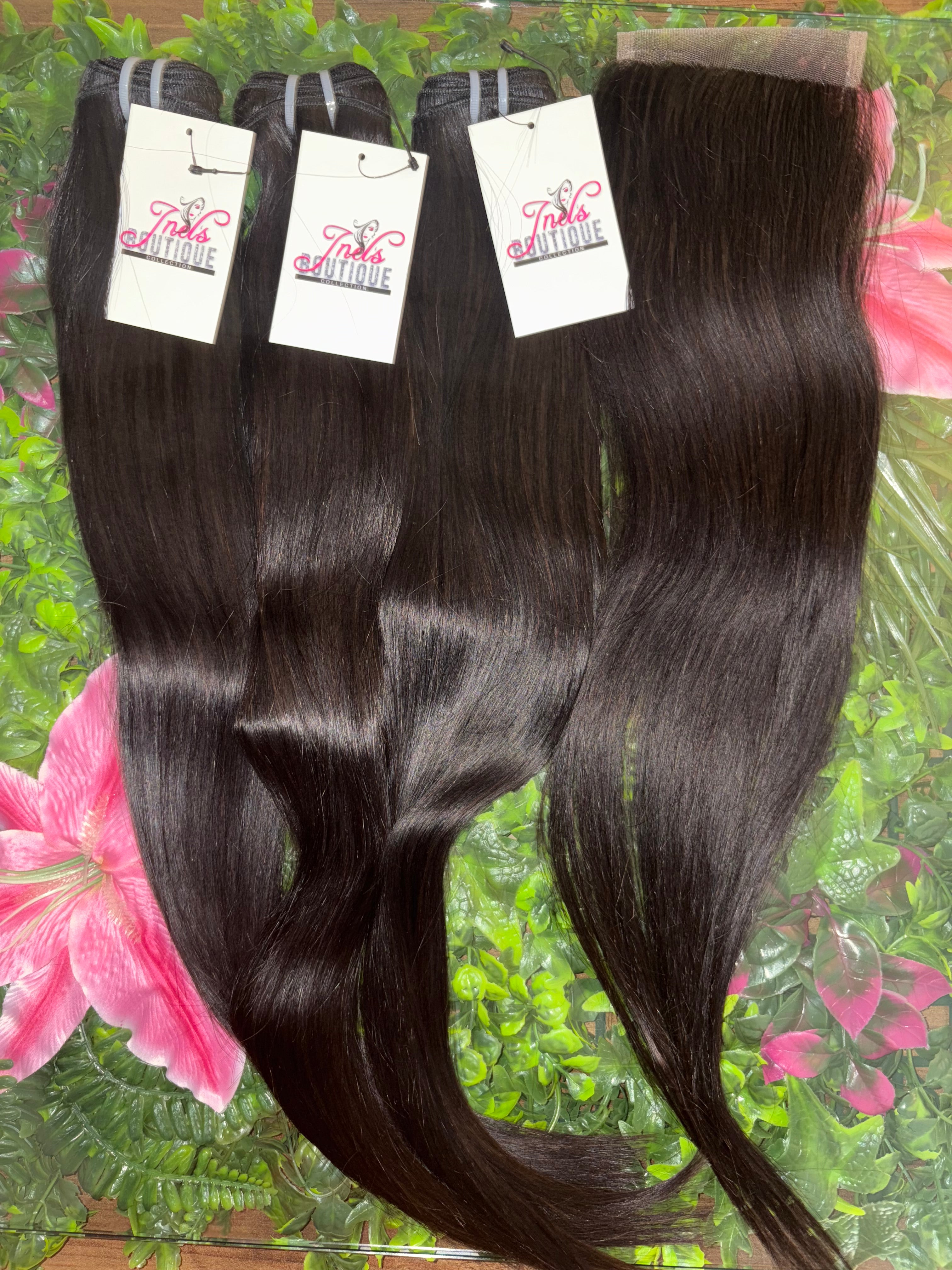 Raw Straight Burmese Hair and 4x4 HD Closure