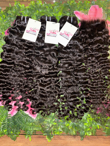 Raw Burmese Curly and 4x4 HD Closure